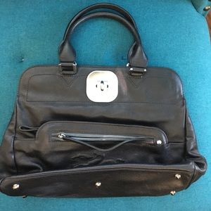 Black leather Longchamp hand bag